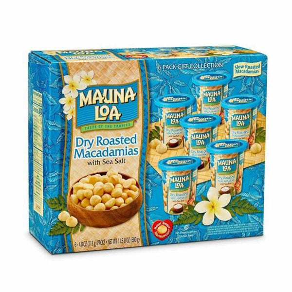 MAUNA LOA DRY ROASTED MACADEMIA NUTS W/ SEA SALT 6 CAN 765 G