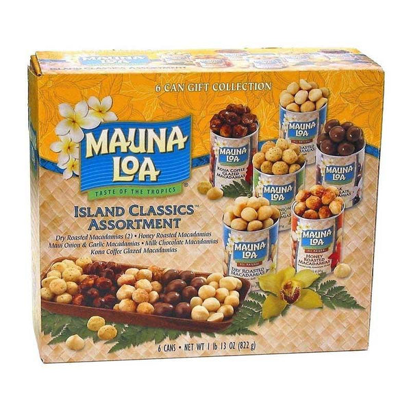 MAUNA LOA ISLAND CLASSICS ASSORTMENT MACADEMIA NUTS 6 CAN 822 G