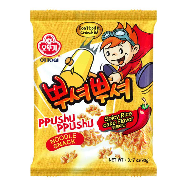 Ottogi Ppushu Ppushu Noodle Snack Spicy Rice Cake Flavor 3.17oz