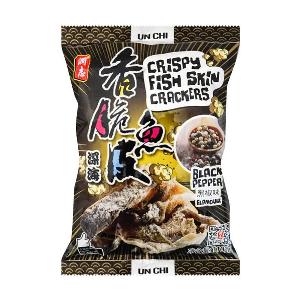 Unchi Crispy Fish Skin Crackers Black Pepper Flavor 50g